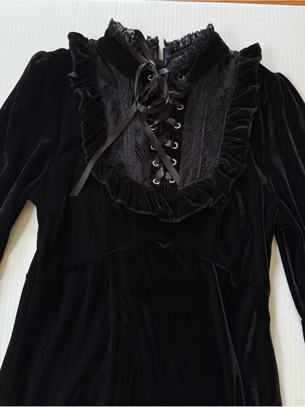 Killstar Mitsuyo Velvet Lace Bell Sleeve Mini Dress Witchy Whimsygoth Nu Goth XS - Picture 8 of 12